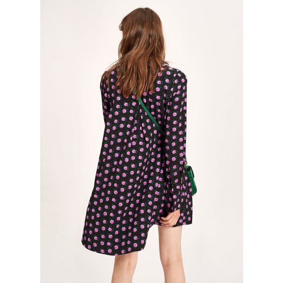 Essentiel Antwerp Rose A-Line Dress Black Purple Size 34 - Picture 1 of 8